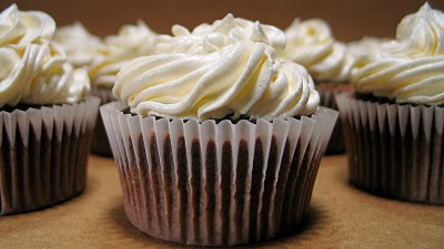 Peanut Butter Cupcakes with White Chocolate Frosting